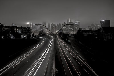 Light trails on city at night