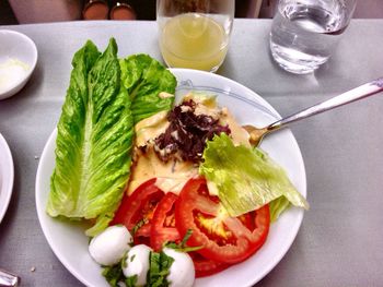 Close-up of salad in plate on table