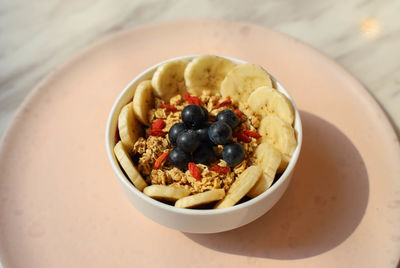 High angle view of breakfast served in bowl