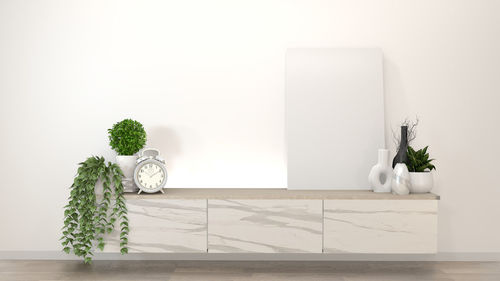 Mock up granite cabinet in modern zen empty room,minimal designs.