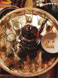 Close-up of glasses on table