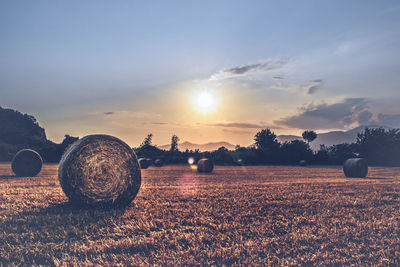 Scenic view of landscape against sky at sunset