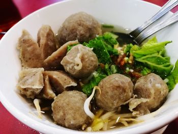 Close-up of meal served in plate