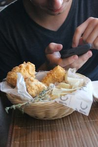 High angle view of food on table