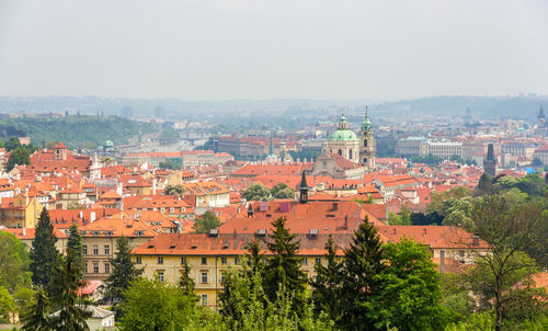 High angle view of townscape against sky