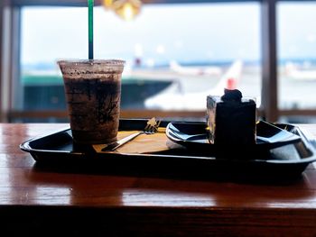 Close-up of coffee served on table at restaurant