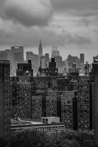 Buildings against cloudy sky