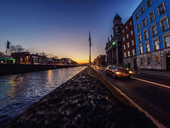 Surface level of canal along buildings