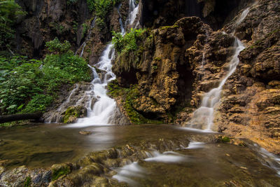 Stream flowing through rocks in forest