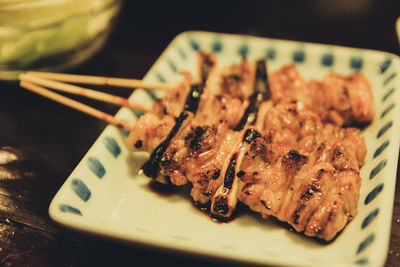 Close-up of food in plate on table
