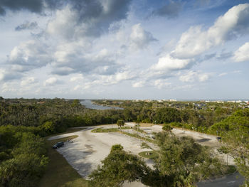 High angle view of landscape against sky