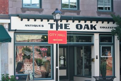 Information sign on window of building