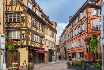 Street with historical half-timbered houses in petite france district in strasbourg, france