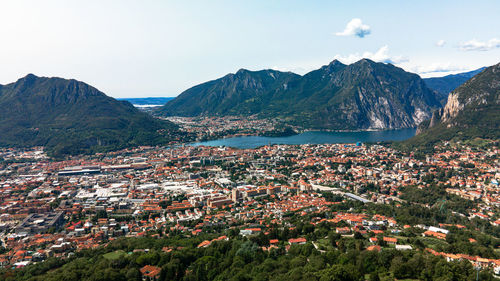 High angle view of townscape against sky