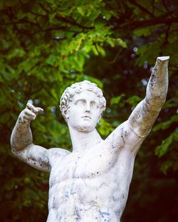 Low angle view of statue against trees