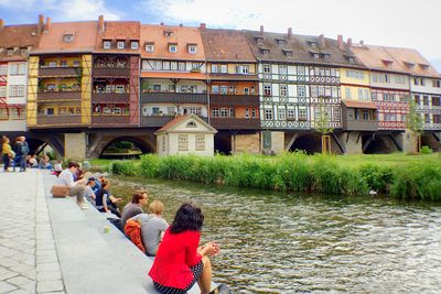 People walking in canal