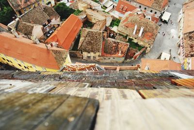 High angle view of old building in city