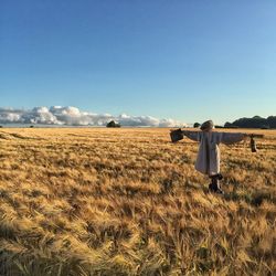 Scenic view of field against clear sky