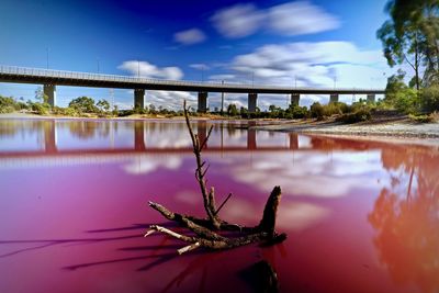 View of bridge over river against sky