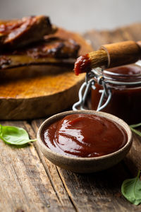 Close-up of food on table