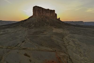 View of rock formations at sunset