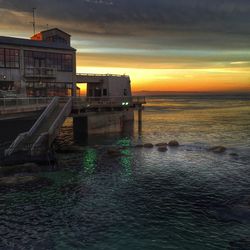 Scenic view of sea at sunset