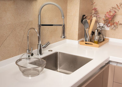 Close-up of sink in bathroom