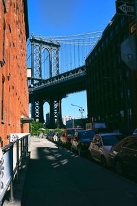 Bridge in city against sky