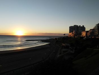 View of city at sunset