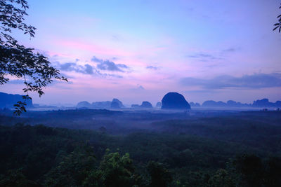 Scenic view of landscape against sky during sunset