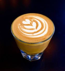 High angle view of coffee on table