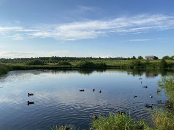 Scenic view of lake against sky