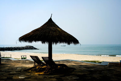 Scenic view of beach against clear sky