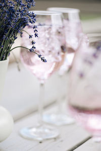 Close-up of pink flower on table