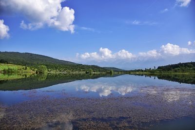 Scenic view of lake against sky