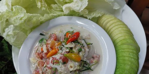 High angle view of fruit salad in bowl