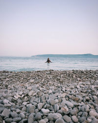 Scenic view of sea against clear sky