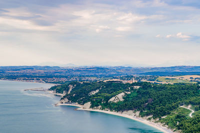 Scenic view of sea and city against sky