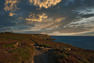 Scenic view of sea against sky during sunset