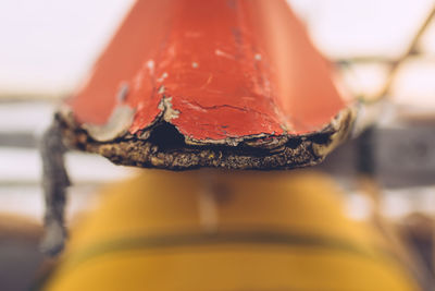 Close-up of damaged kayak