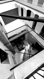 High angle view of staircase in building