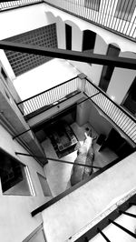 High angle view of staircase in building