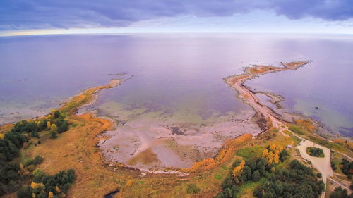 Aerial view of sea against sky