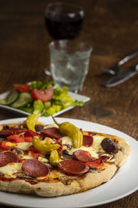 Close-up of food in plate on table