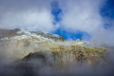 Panoramic view of volcanic landscape against sky