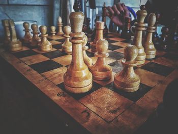 Close-up of chess pieces