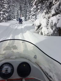 High angle view of person in snow