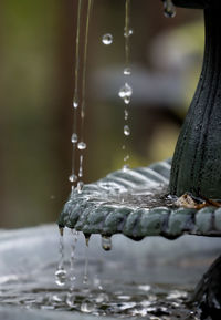Water falling from a garden fountain
