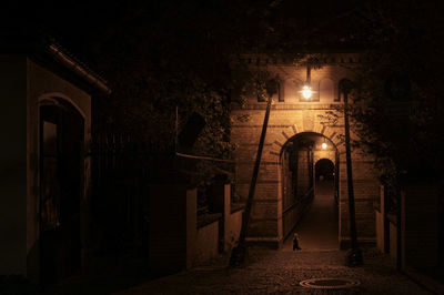 Illuminated built structure at night