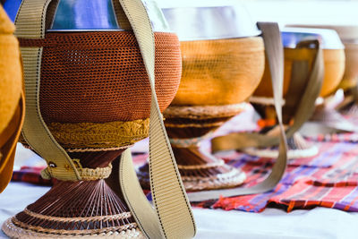 Close-up of hat on table